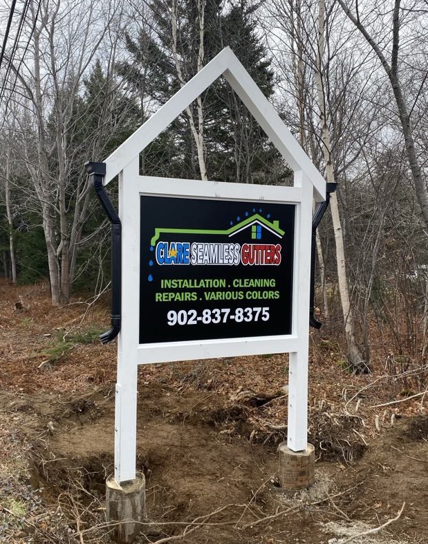 Clare Seamless Gutters outdoor business sign