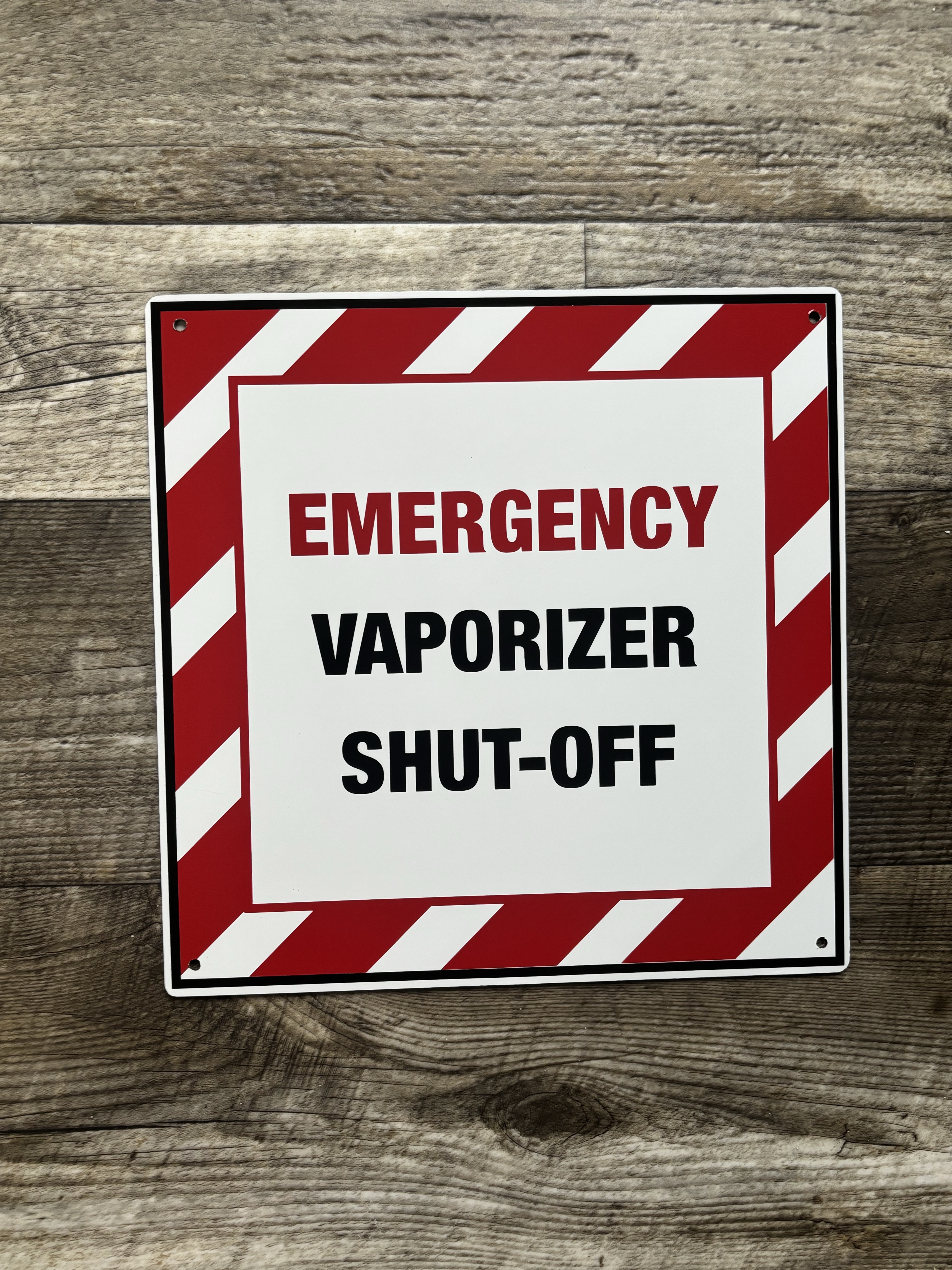 Emergency Vaporizer Shut-Off safety sign