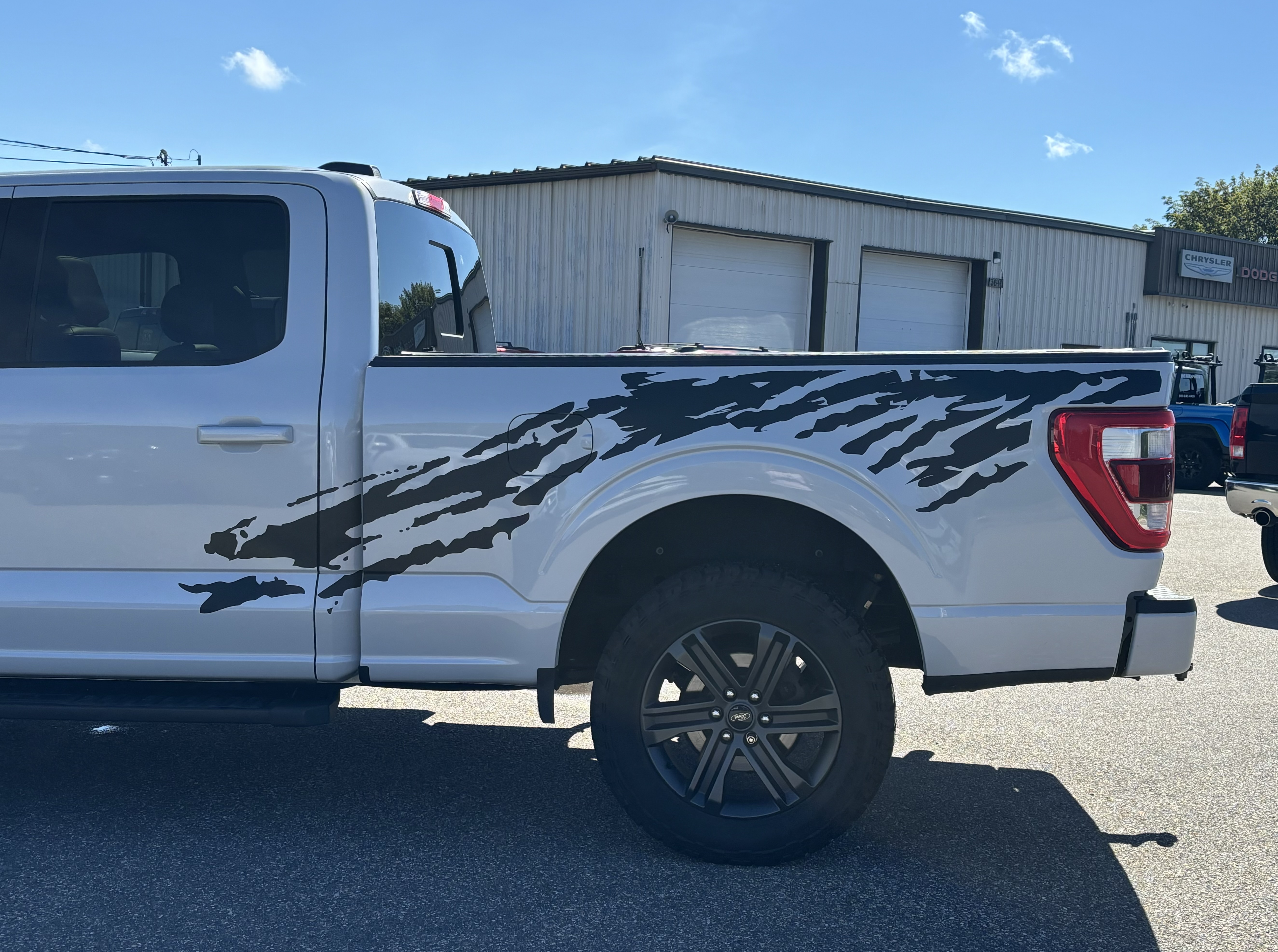 Ford F-150 bed splash graphics close-up
