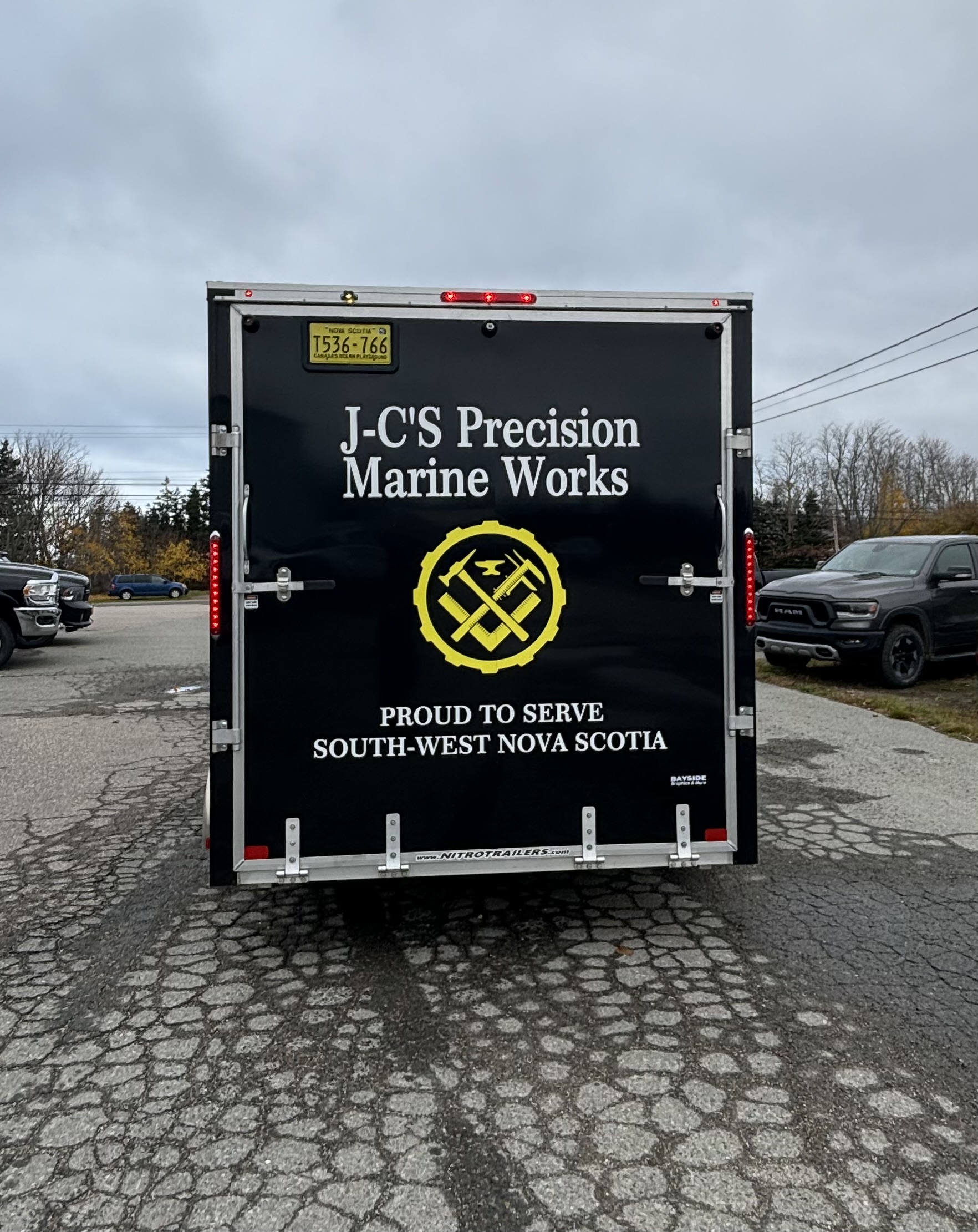 J-C's Precision Marine Works trailer — rear view