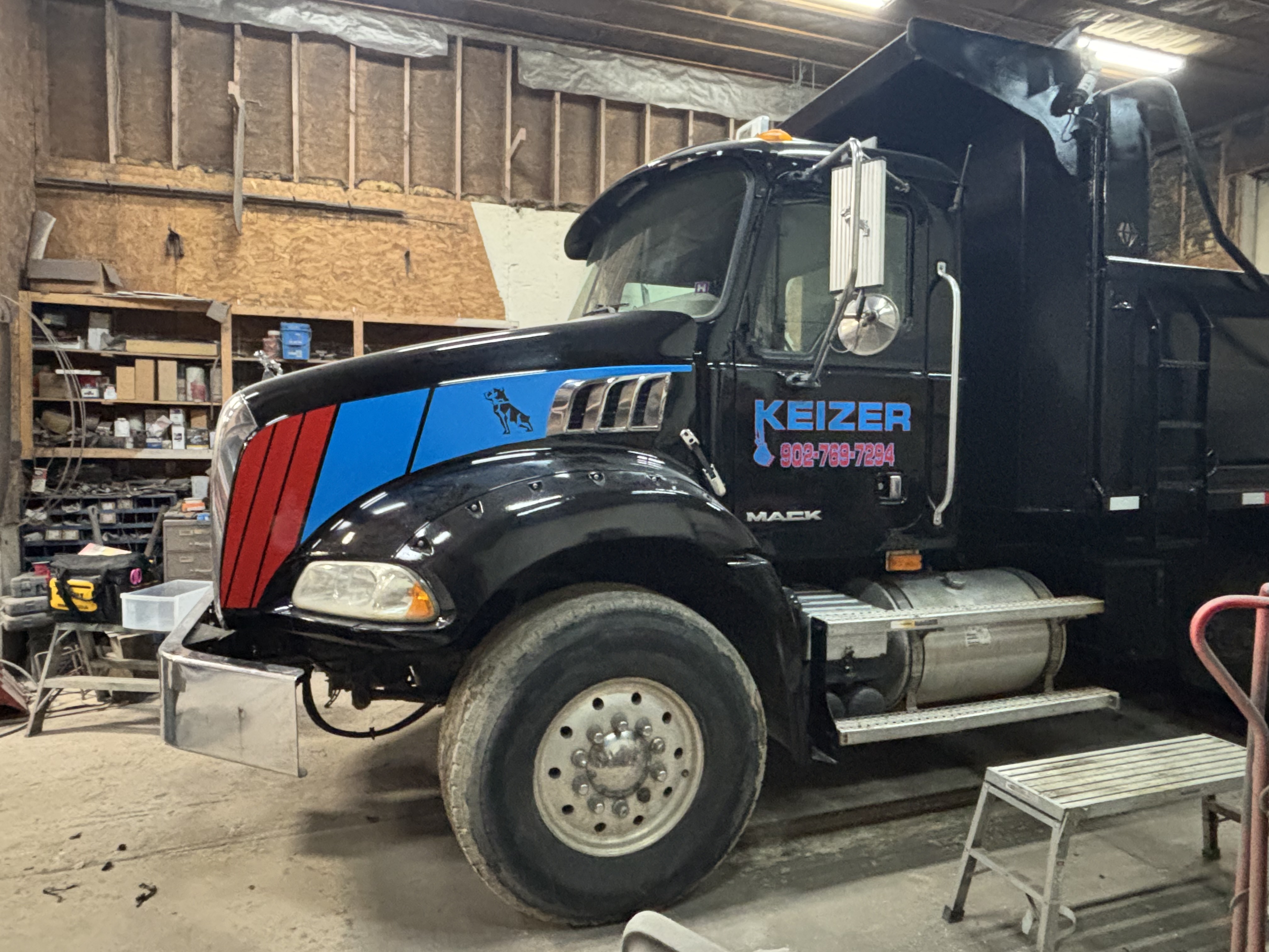 Keizer Mack truck in the shop — other side