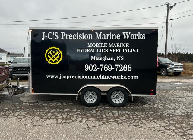 J-C's Precision Marine Works trailer lettering