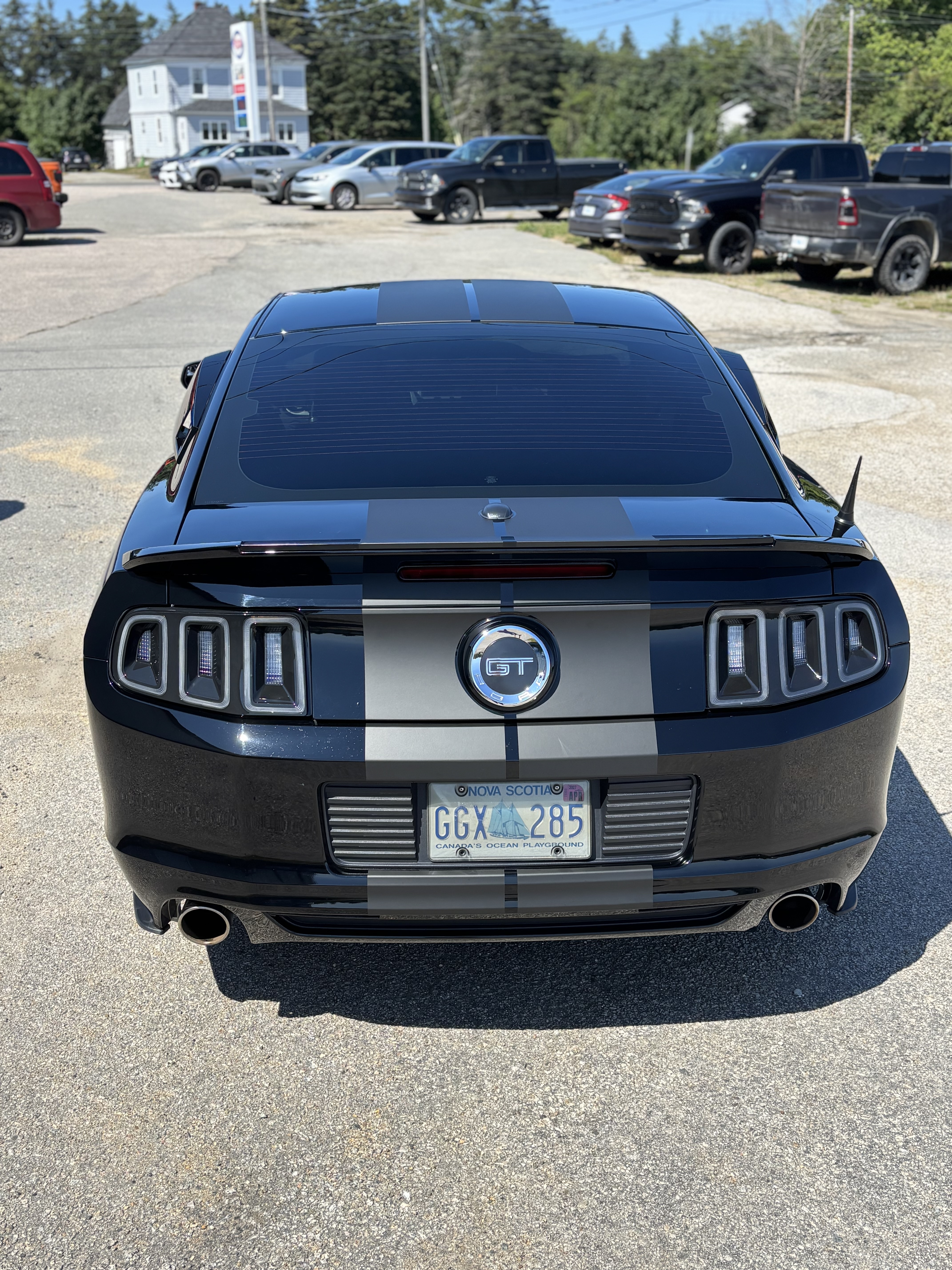 Ford Mustang GT racing stripes — rear view