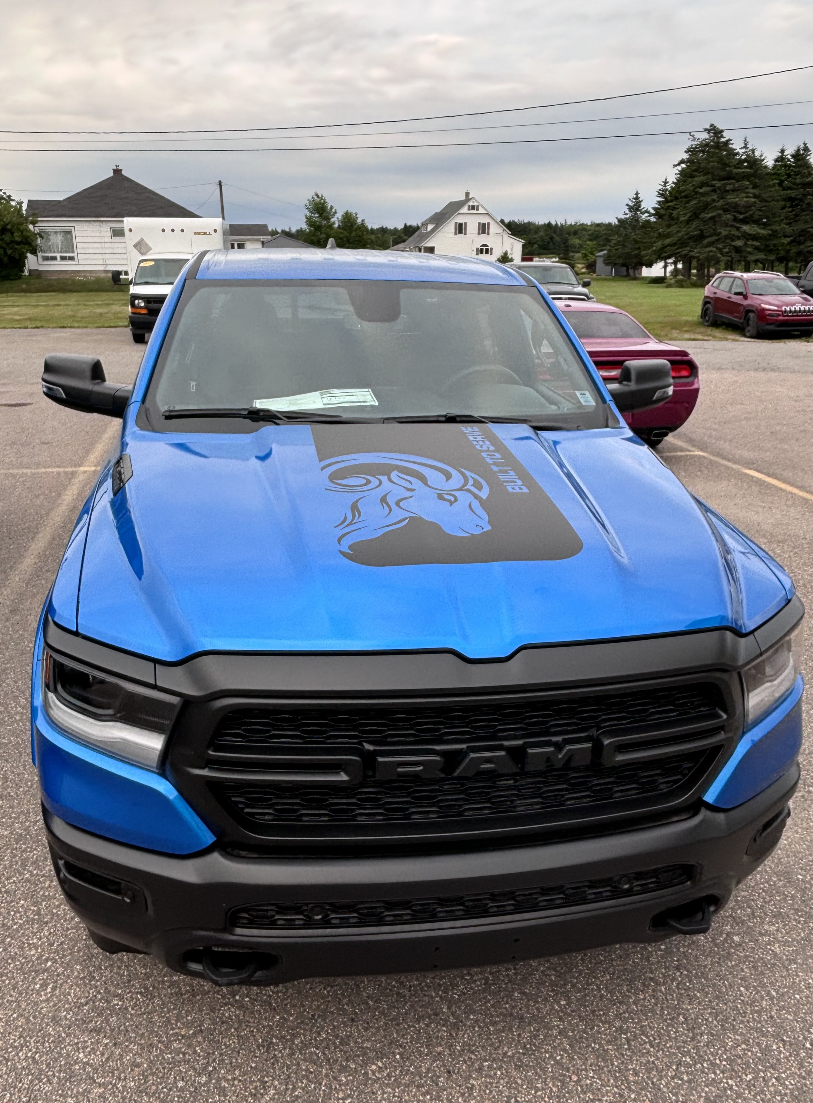 Blue RAM Built to Serve hood graphics