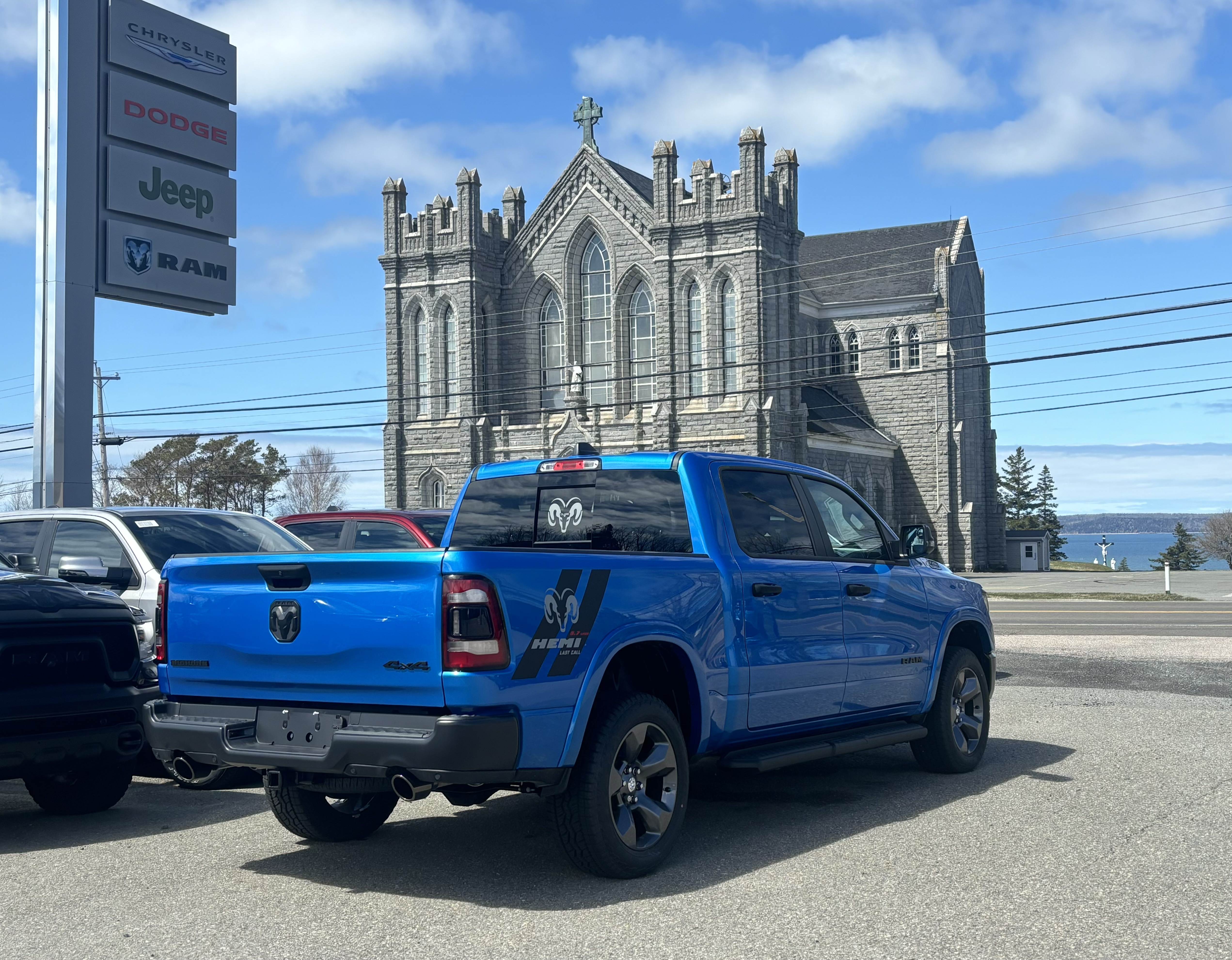 Blue RAM HEMI Last Call stripe graphics