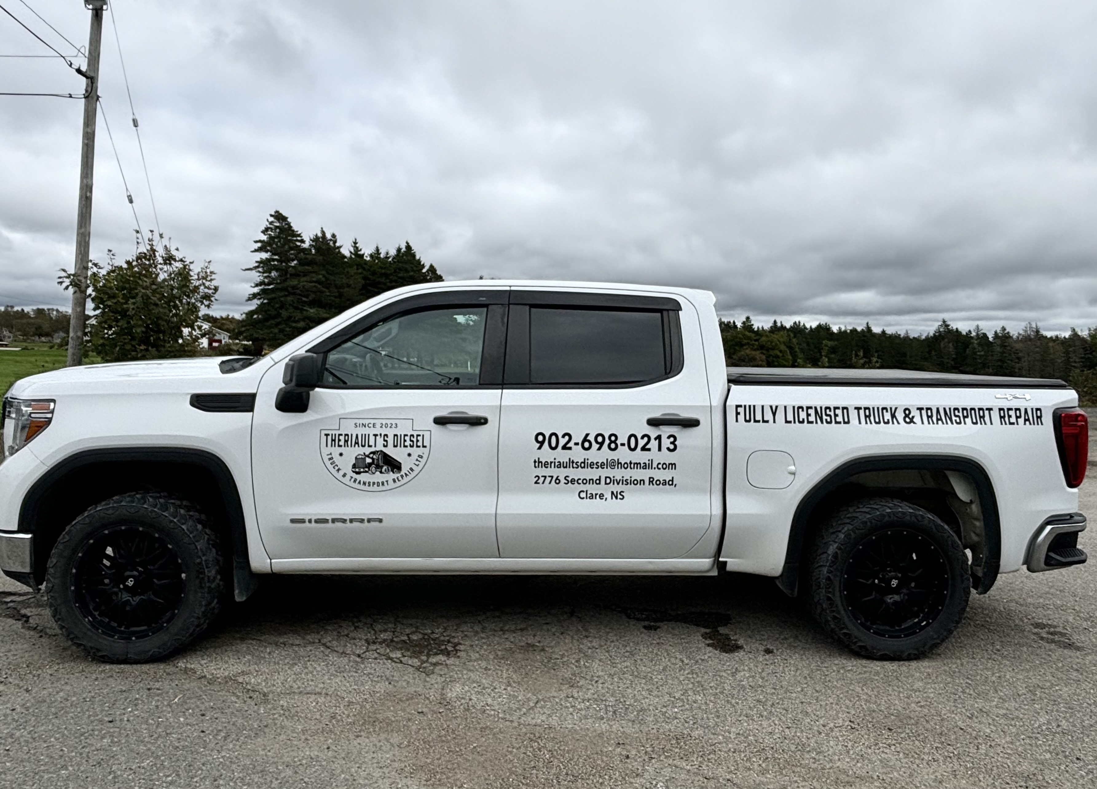 Theriault's Diesel full truck lettering & branding