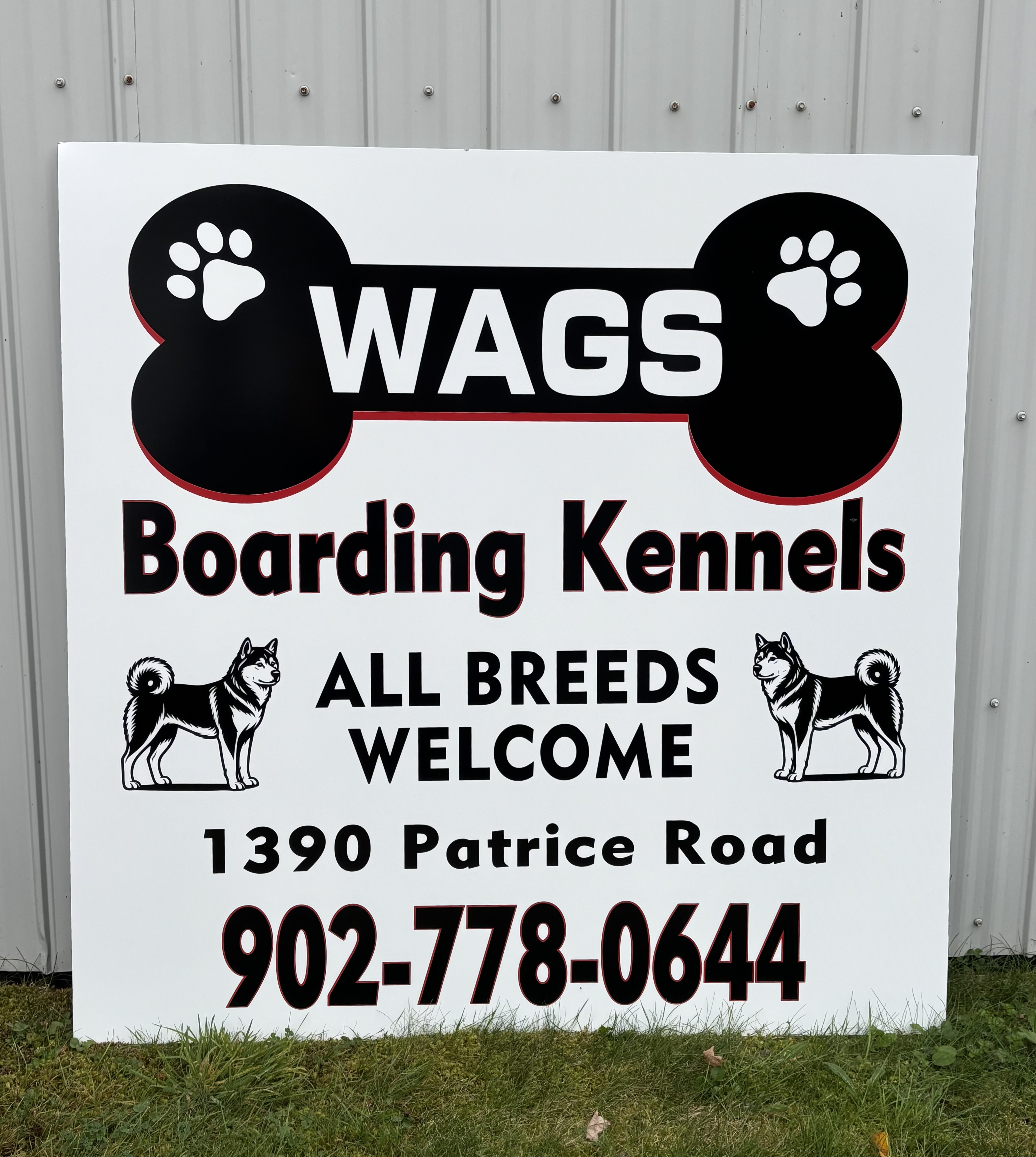 WAGS Boarding Kennels custom sign — All Breeds Welcome